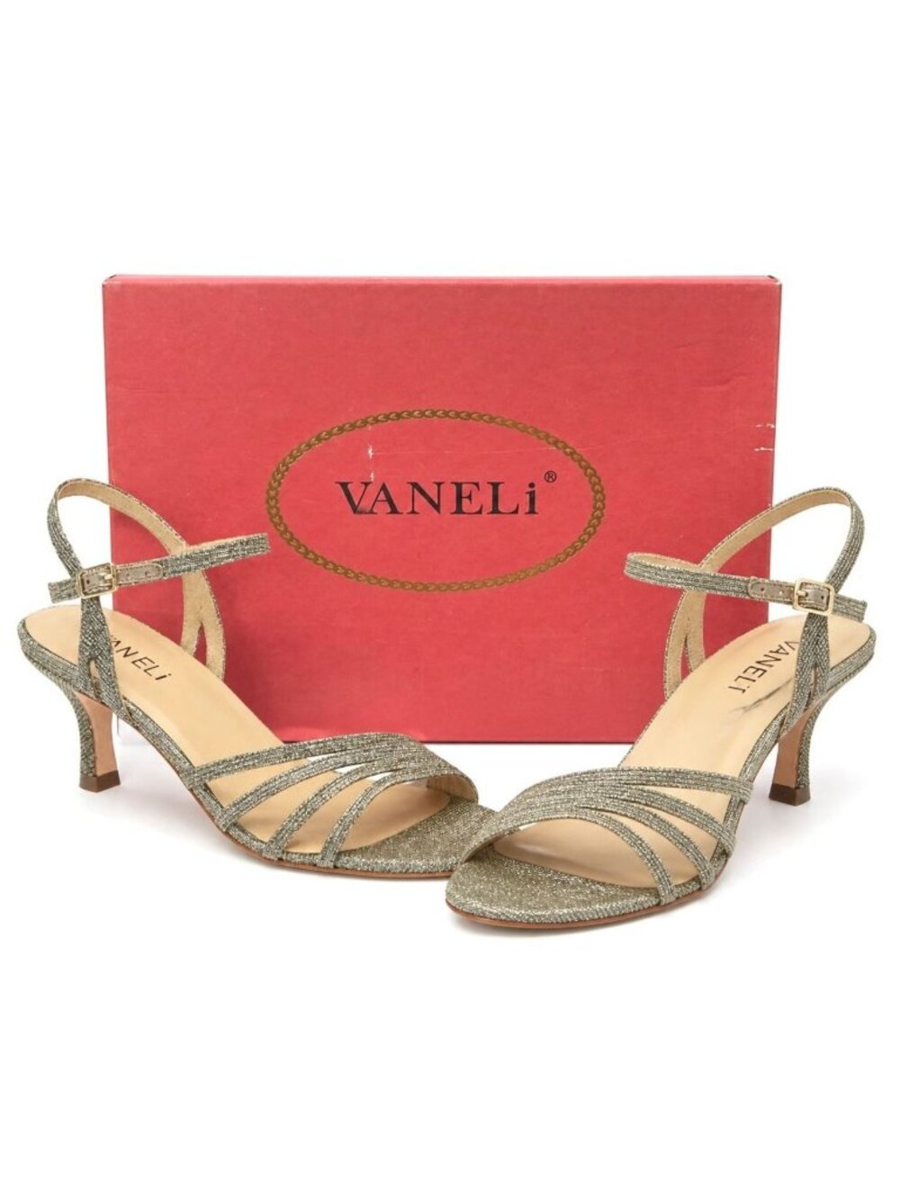 VANELi Mimi Women’s 9.5 M Platinum Nizza Metallic Kitten Heel Sandals New